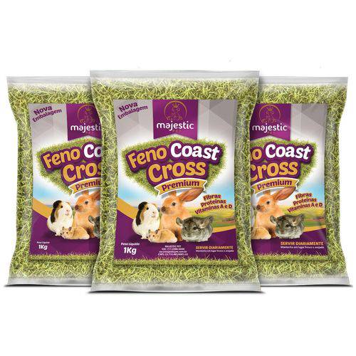 Feno Coast Cross Super Premium para Roedores 3 Pacotes 1kg