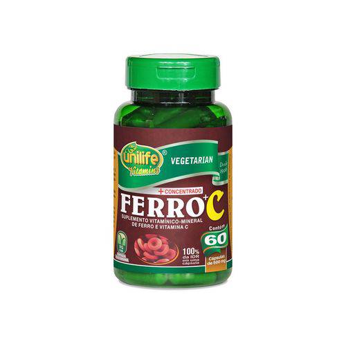 Ferro e Vitamina C 500mg Concentrado - Unilife - 60 Cápsulas