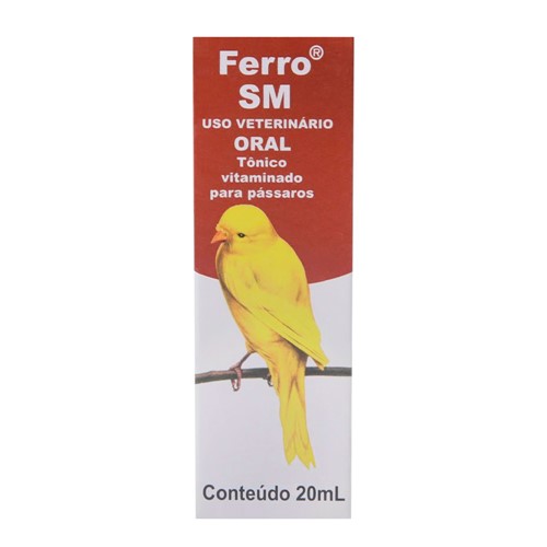Ferro SM para Pássaros Gotas Uso Veterinário com 20ml