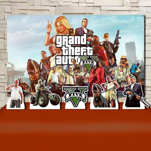 Festa Aniversário GTA Grand Theft Auto Decoração Kit Prata