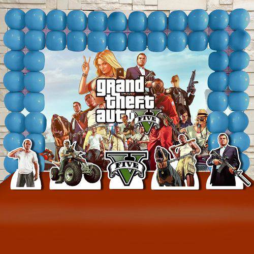 Festa Aniversário GTA Grand Theft Auto Kit Ouro