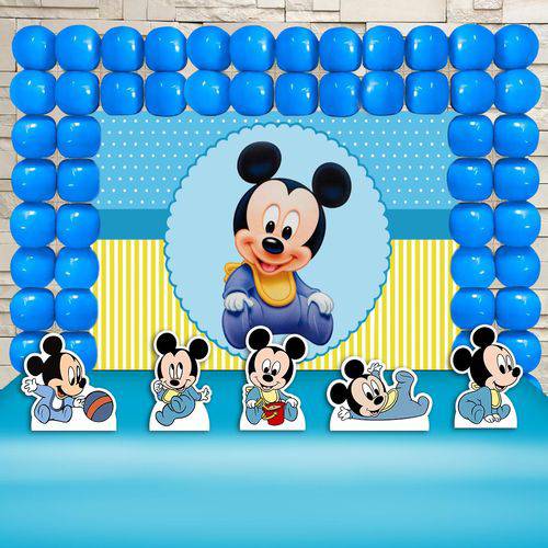 Festa Aniversário Mickey Baby Decoração Cenário Kit Ouro