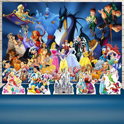 Festa Aniversário Mundo Disney Decoração Kit Prata