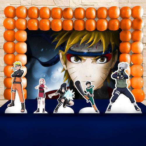Festa Aniversário Naruto Decoração Cenário Kit Ouro