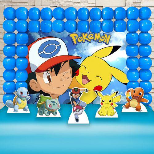 Festa Aniversário Pokemon Decoração Cenários Kit Ouro