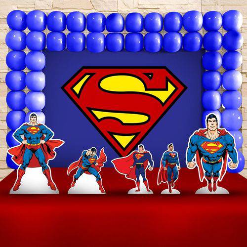 Festa Aniversário Superman Desenho Cenário Kit Ouro