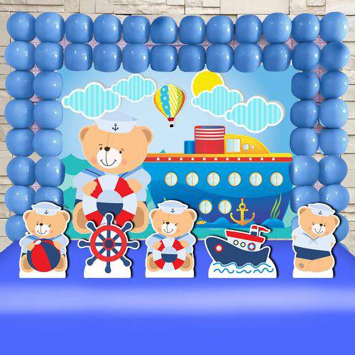 Festa Aniversário Urso Marinheiro Chá de Bebê Kit Ouro