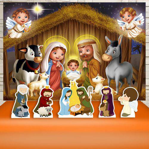 Festa Presépio Nascimento de Jesus Decoração Kit Prata