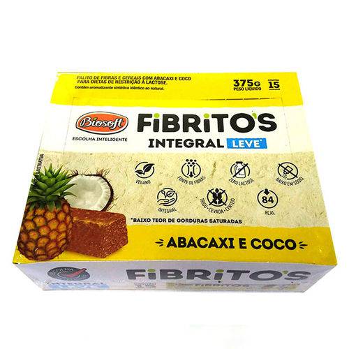 Fibritos Abacaxi e Coco Biosoft (cx C/ 15un de 25g)