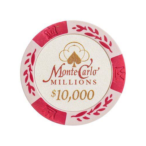 Fichas 14 Gramas Clay Lote com 25 Modelo Monte Carlo Millions 10.000