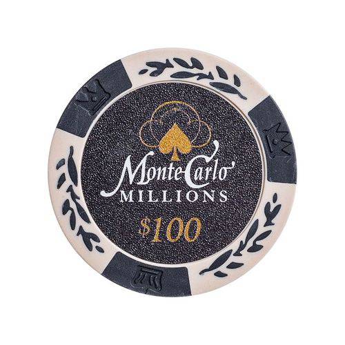 Fichas 14 Gramas Clay Lote com 25 Modelo Monte Carlo Millions 100