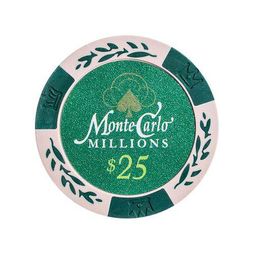 Fichas 14 Gramas Clay Lote com 25 Modelo Monte Carlo Millions 25