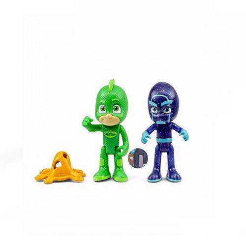 Figuras Articuladas com Luzes - Pj Masks - Lagartixo e Ninja Noturno - Dtc