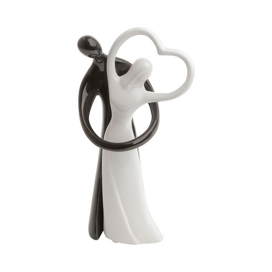 Figurino de Casal 29cm Black And White de Ceramica