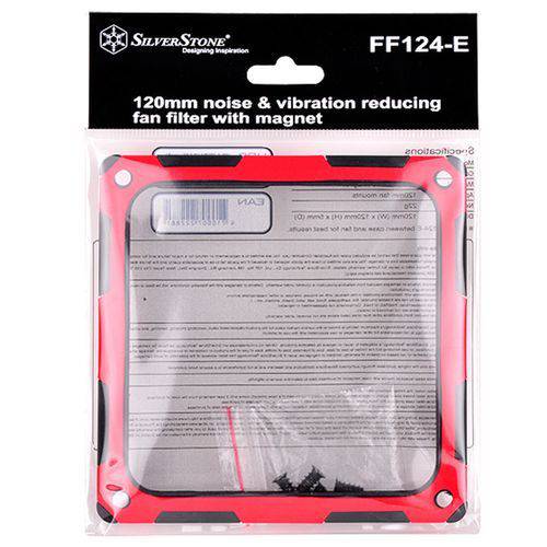 Filtro para Ventoinha de 12cm - Silverstone Magnetized Fan Filter Silent - Preto/Vermelho - SST-FF12