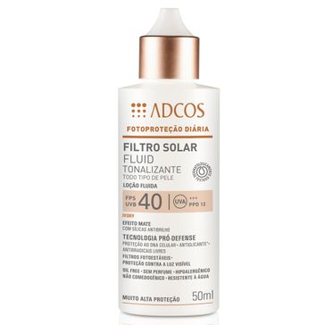 Filtro Solar Adcos Fps 40 Fluid Tonalizante Ivory 50ml