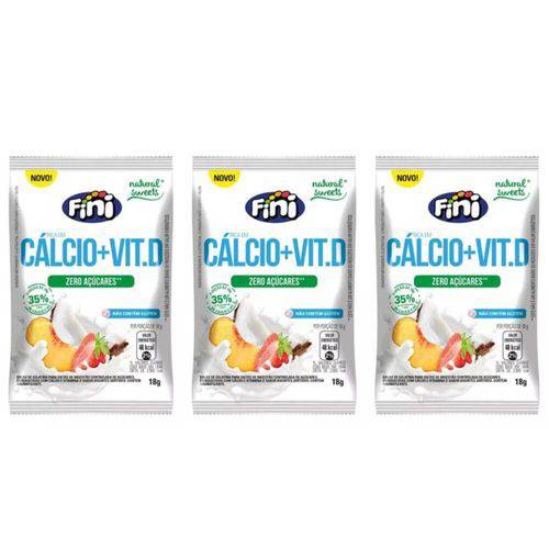 Fini Natural Sweets Balas de Gelatina Calcio + Vitamina D 12x18g (kit C/03)