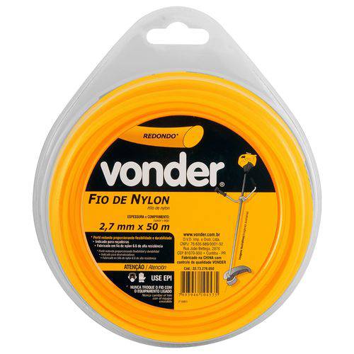 Fio de Nylon Redondo Vonder 2.7mm 50M Amarelo