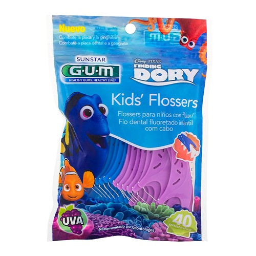Fio Dental Gum Dory Kids' Flossers com 40 Unidades