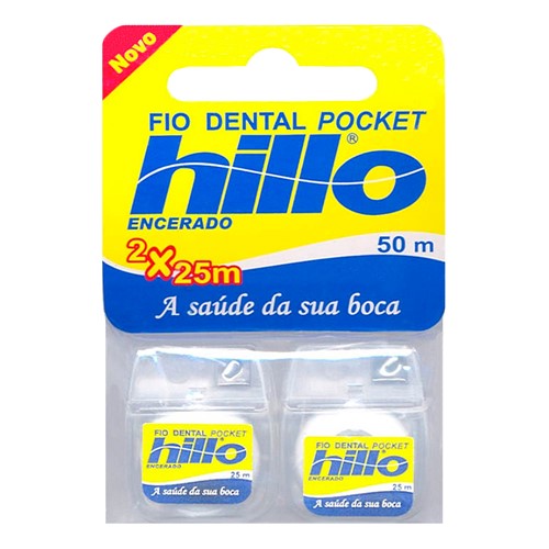Fio Dental Hillo Pockete com 2 Unidades de 25m Cada