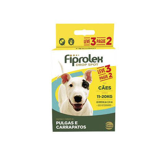 Fiprolex Cães 11 a 20kg Antipulgas e Carrapatos 3 Pipetas - Ceva
