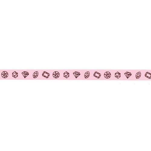 Fita Adesiva Decorativa Washi Tape Glitter Pa4558 15mm X 10metros Diamonds Rosa e Dourado