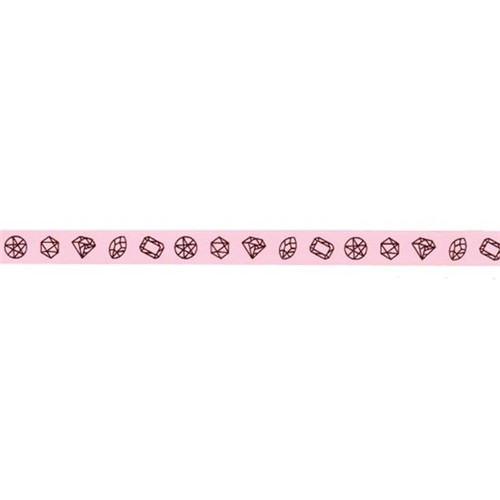 Fita Adesiva Decorativa Washi Tape Glitter PA4558 15mm X 10metros Diamonds Rosa e Dourado