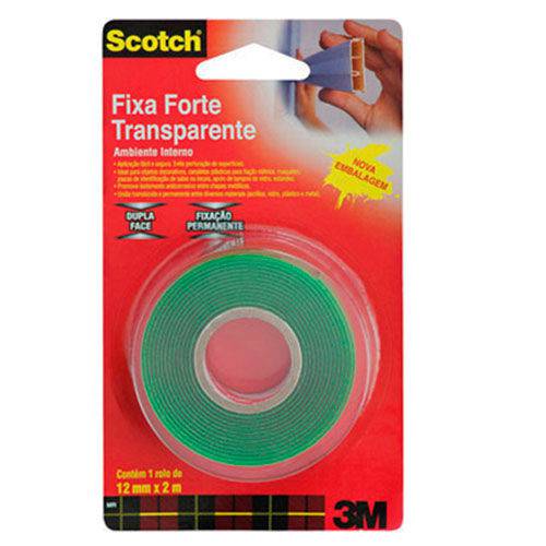 Fita Adesiva Dupla Face Scotch 3M Fixa Forte 12mmx2m