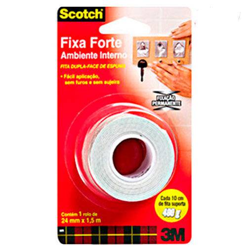 Fita Adesiva Dupla Face Scotch 3M Fixa Forte 24mm X 2m