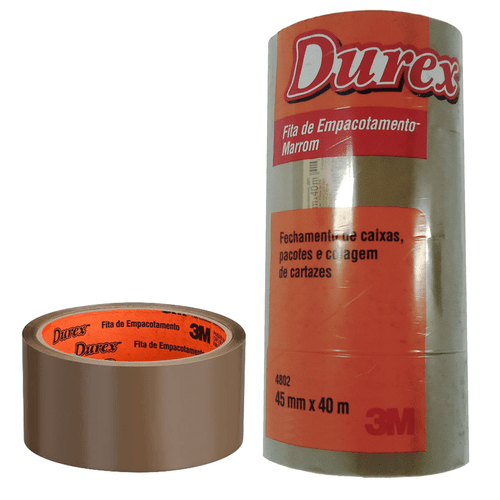 Fita Durex Empacotamento 3M 45cmx40m Marrom - 05 Unidades 1022145