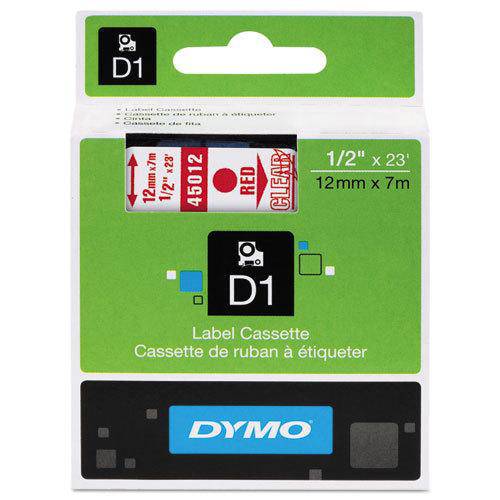 Fita Dymo D1 45012 Poliéster 12mm Vermelho/Transparente