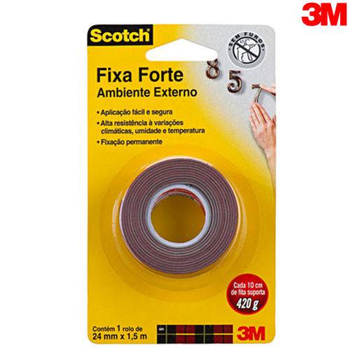 Fita Fixa Forte Scotch® 24mm X 1,5m Transparente Uso Externo – 3M