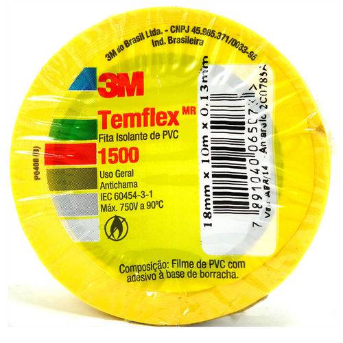 Fita Isolante Temflex 18x10m Amarela 3M