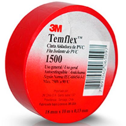 Fita Isolante Vermelha Temflex 1500 3M 18mmx10m - 199982 199982