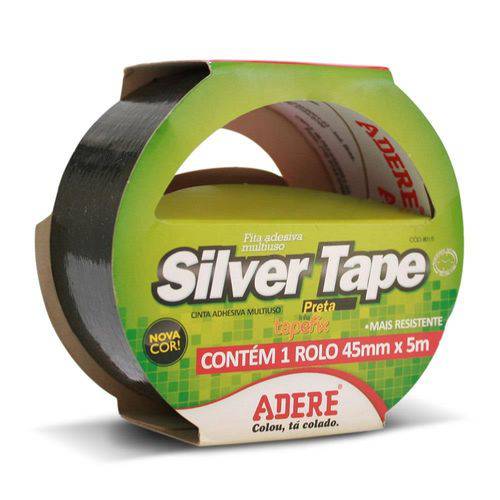 Fita Multi-Uso Preta Silver Tape 45mm X 5 Metros - 801S - ADERE