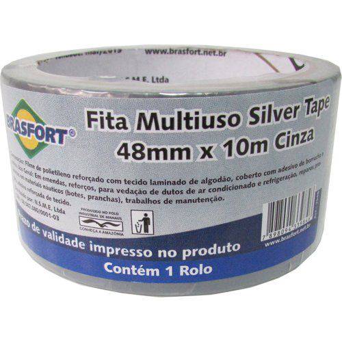 Fita Multiuso 48mm 10 Metros Silver Tape Cinza - Brasfort