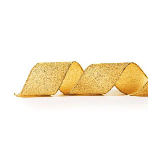 Fita Natal P/laço 0,63x9,14m com Glitter Dourado