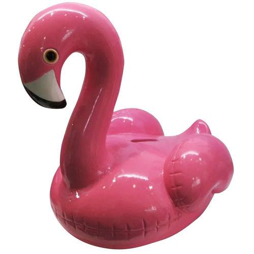 Flamingo Rosa Cofrinho Decorativo em Cerâmica 19x18