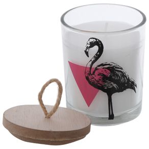 Flamingo Vela Pote 9 Cm X 7 Cm Incolor/branco