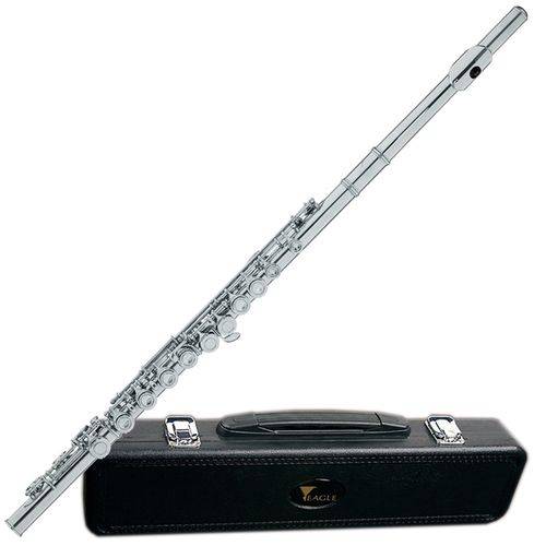 Flauta Eagle Fl03n Niquelada Transversal em Dó + Case Luxo