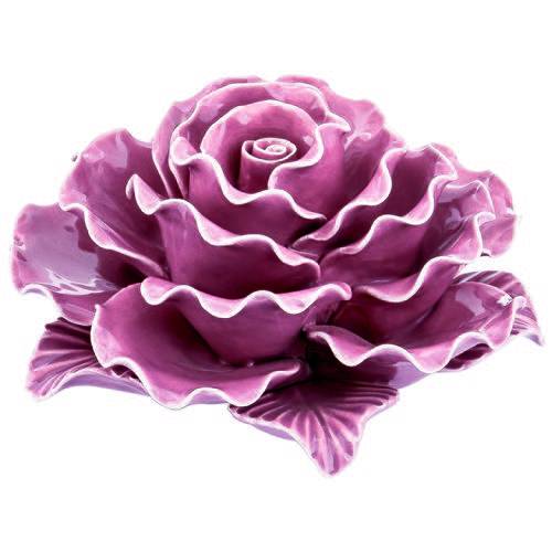 Flor Cerâmica Decoração Rosa 13,5x7x13,5cm