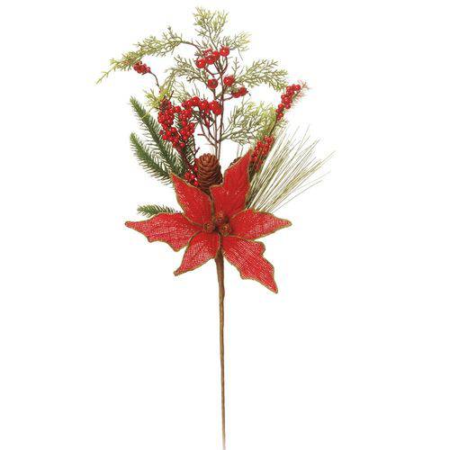 Flor Decoração Natal P/árvore Natal Poinsetia 65cm Vermelho
