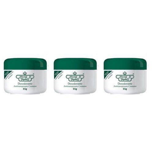 Flores & Vegetais Antitranspirante Desodorante Creme 55g (kit C/03)