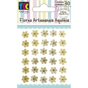 Flores Artesanais Aquiléia Amarelo Coleção Algodão Doce com 30 Unidades Ref.17750-FLOR136 Toke e Crie