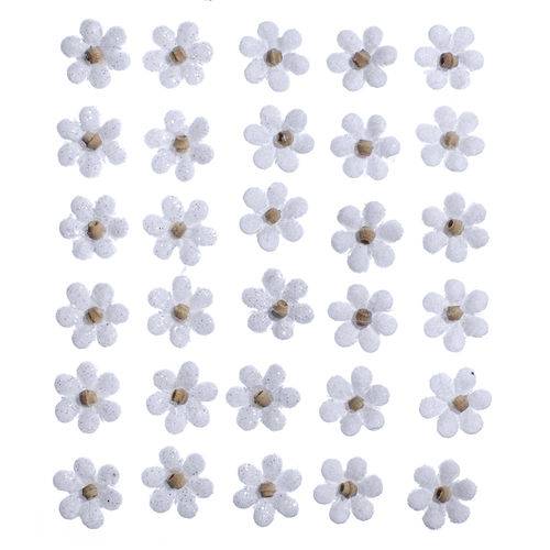 Flores Artesanais Aquiléia Branca Coleção Algodão Doce Flor138 - Toke e Crie