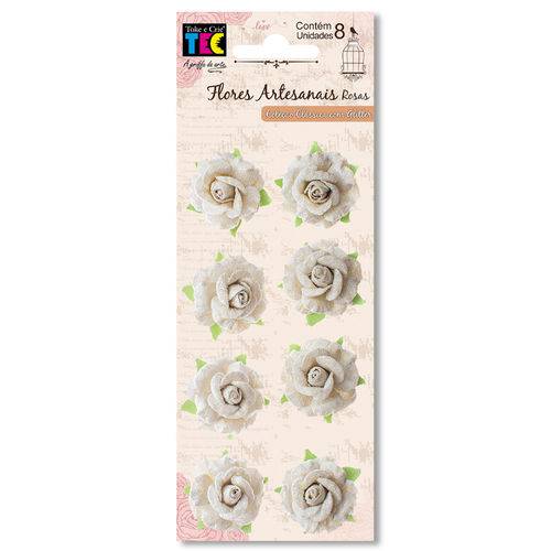 Flores Artesanais Coleção Clássica Rosas com Glitter Toke e Crie Nude - 20517 - Flor167