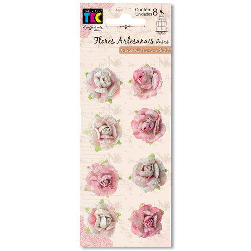 Flores Artesanais Coleção Clássica Rosas com Glitter Toke e Crie Rosê - 20514 - Flor164