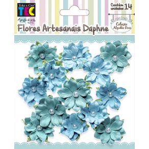 Flores Artesanais Daphne Azul Coleção Algodão Doce com 14 Unidades Ref.17763-FLOR149 Toke e Crie