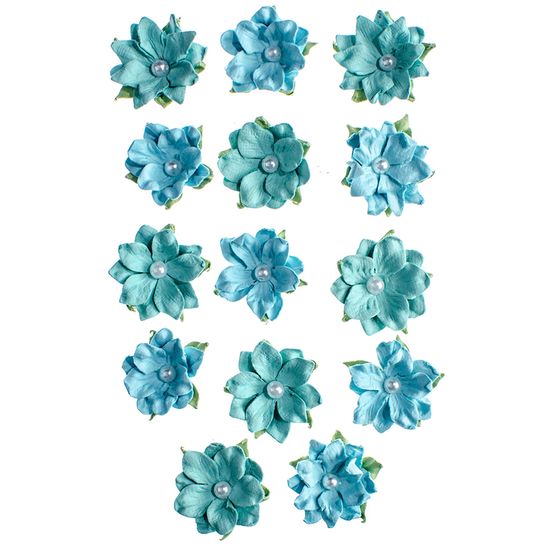 Flores Artesanais Daphne Azul Coleção Algodão Doce FLOR149 - Toke e Crie