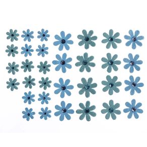 Flores Artesanais Margaridas Azul Coleção Algodão Doce com 32 Unidades Ref.17757-FLOR143 Toke e Crie